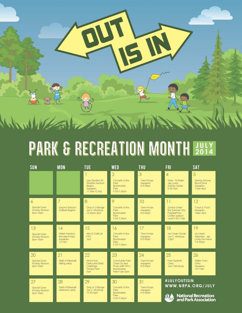 Out is in july is parks and recreation month children youth news