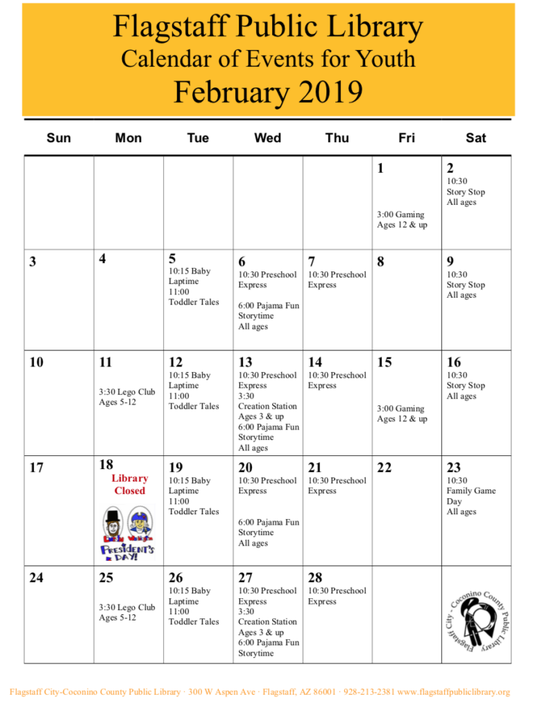February — Flagstaff Public Library announces events