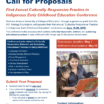NAU seeking presenters (deadline is May 1) for conference this summer on culturally responsive practices in Indigenous early childhood education