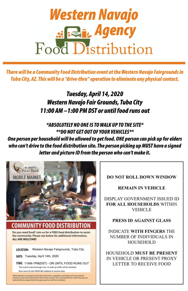 Western Navajo Agency Food Distribution to be held April 14 at Western ...