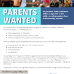 Family Involvement Center — The deadline is May 15 for free program that provides parents 24 college credits