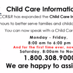 Child Care Resource & Referral announces expanded hours for its Child Care Information Line