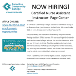 Coconino Community College seeking Certified Nurse Assistant Instructor for Page Center
