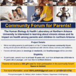 NAU recruiting for Community Forum for Parents!